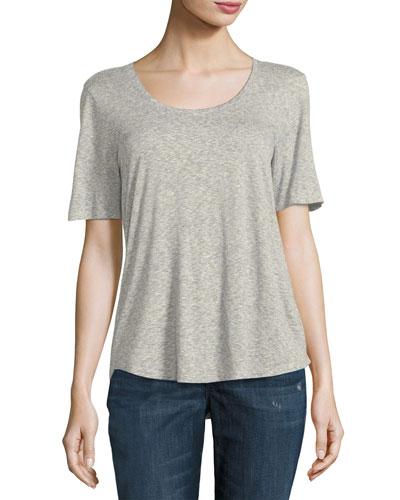 Short-sleeve Scoop-neck Slub Tee, Dark Blue