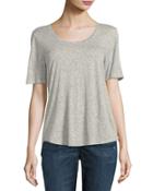 Short-sleeve Scoop-neck Slub Tee, Dark Blue