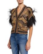 Ostrich Feather Silk/linen-blend Cardigan