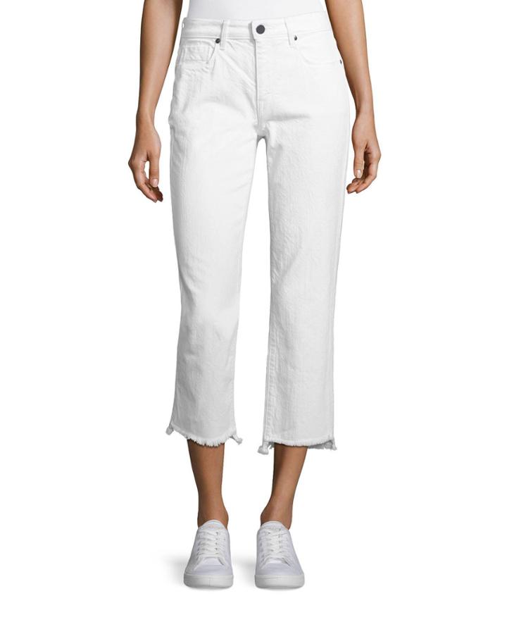 Shark Bite Straight-leg Cropped Jeans, White