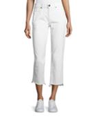 Shark Bite Straight-leg Cropped Jeans, White