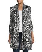 Zebra-print Open-front Cardigan
