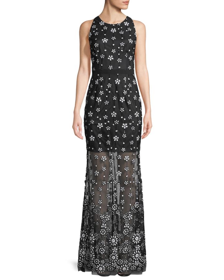 Illusion Sequin Sleeveless Gown