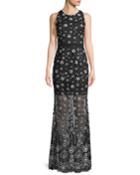 Illusion Sequin Sleeveless Gown