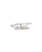 Kate Pearl & Cz Crystal Bar Bypass Ring,