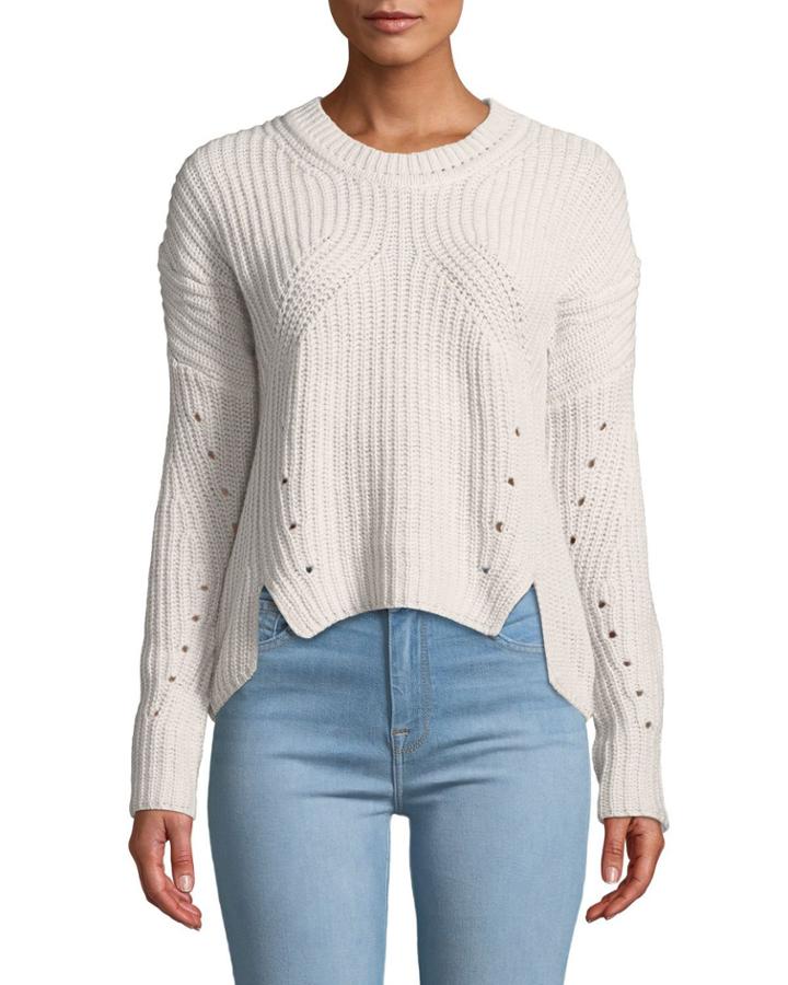 Pointelle-knit Crewneck
