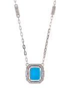 Avery Emerald-cut Crystal Pendant Necklace, Turquoise
