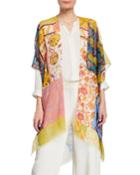 Patchwork Print Open-front Kimono