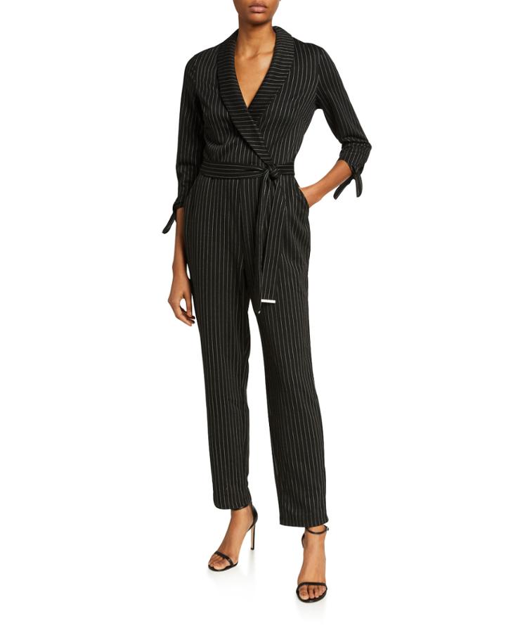 Pinstripe Faux Wrap Skinny