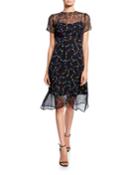 Lindy Hearts Silk Chiffon Dress W/