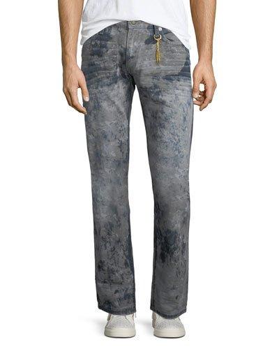 Distressed Denim Straight-leg Jeans