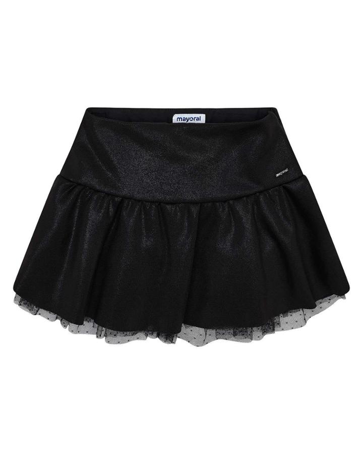 Girl's Tulle Trim Flare Skirt,