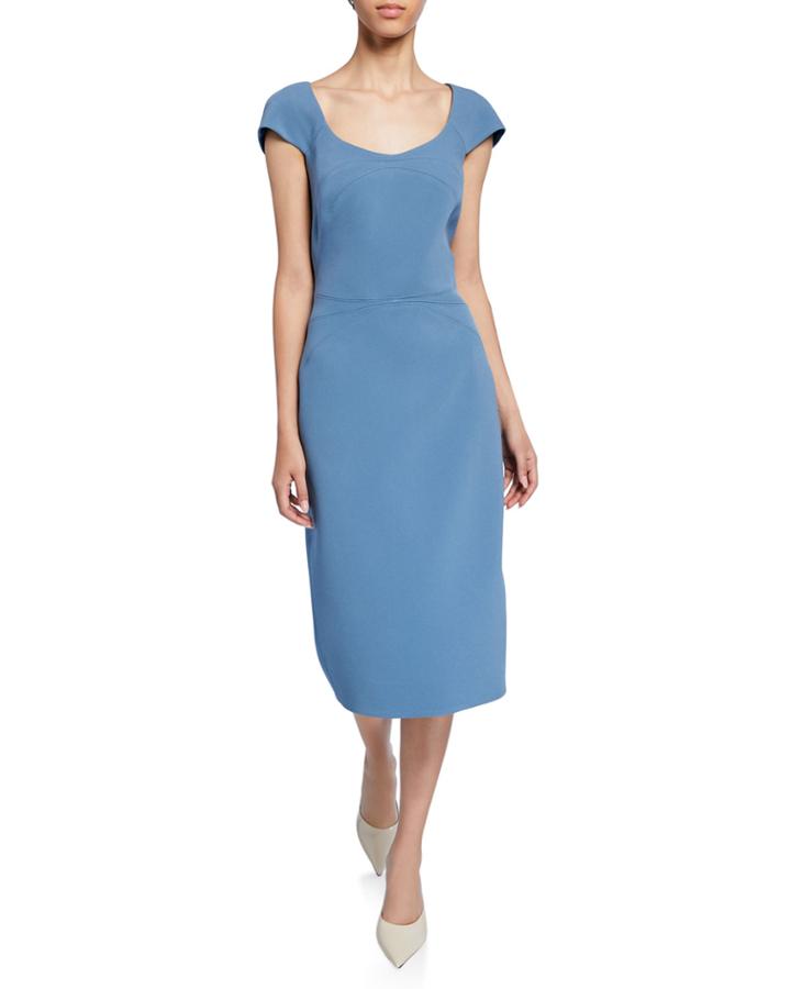 Bonded Crepe Scoop-neck Dress