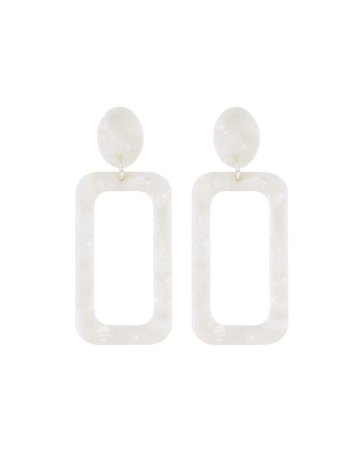 Girl On The Rise Acrylic Earrings, White