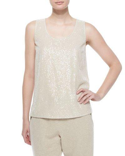Cleo Sleeveless Sequined-front Blouse