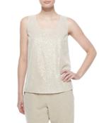 Cleo Sleeveless Sequined-front Blouse