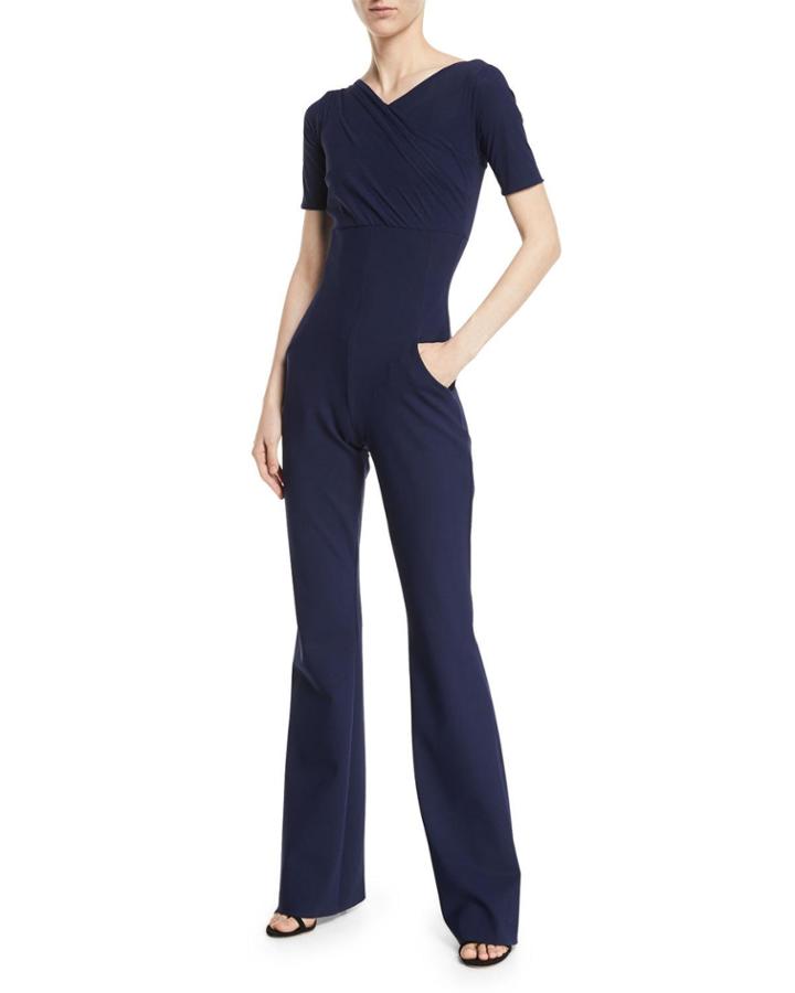Gala Mock-wrap Short-sleeve Jumpsuit