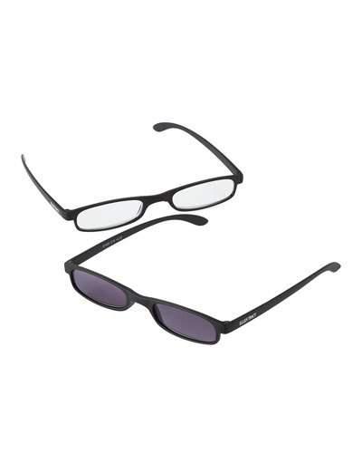 Rectangular Plastic Reading Glasses, Black