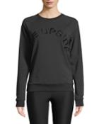 Sid Fleece Black On Black Logo Crewneck Pullover