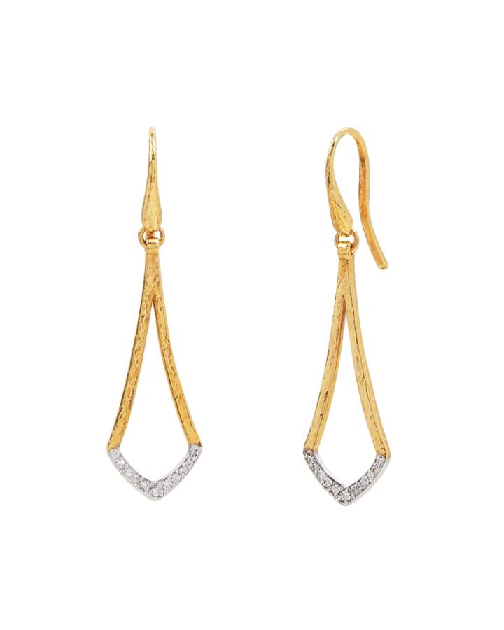 Open Diamond-trim Fishhook Earrings