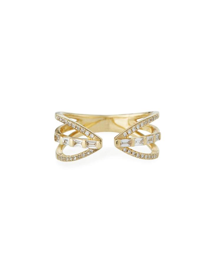 14k Diamond Baguette Queen Ring,