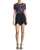 Bindee Folk Foliage Playsuit, Dark Blue