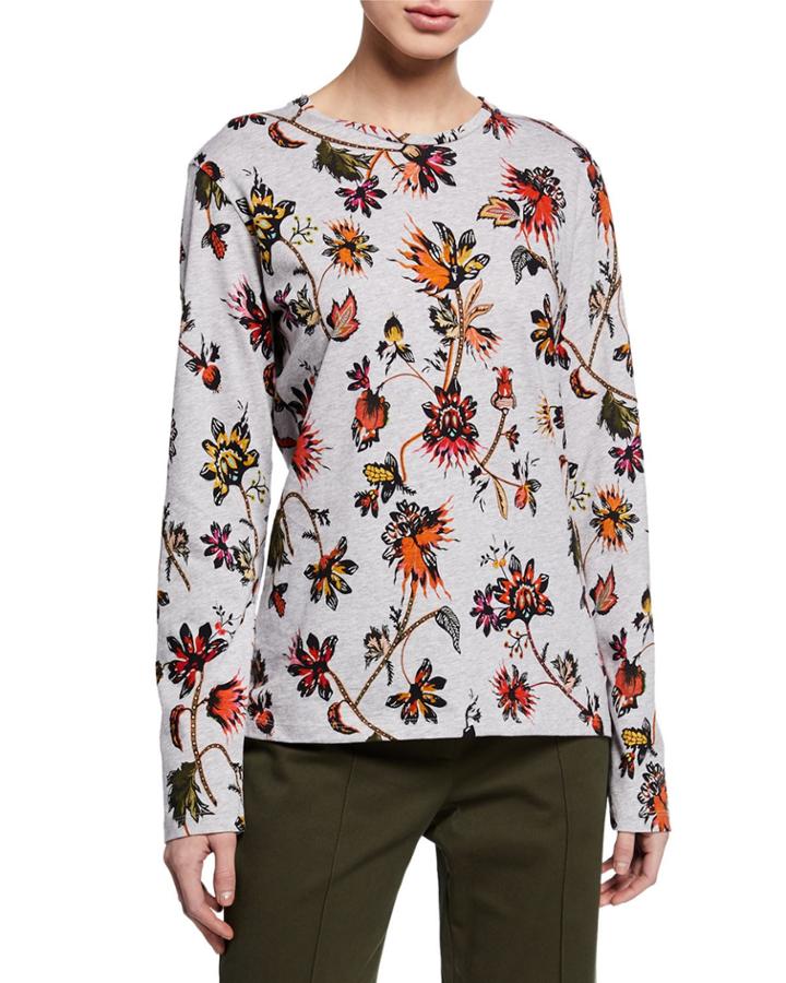 Long-sleeve Indian Floral Print T-shirt