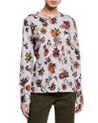 Long-sleeve Indian Floral Print T-shirt