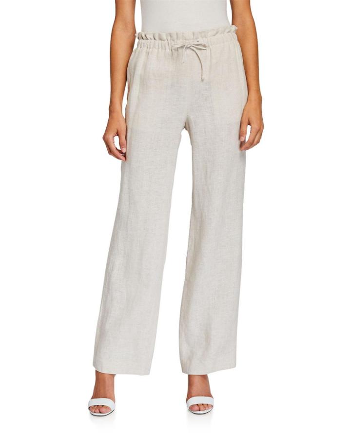 Linen Tie-waist Wide-leg Pants