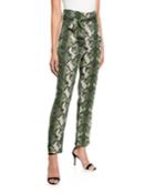 Snake-print Tie-waist Pants