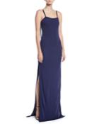 Matte-jersey Slit-leg Evening Gown
