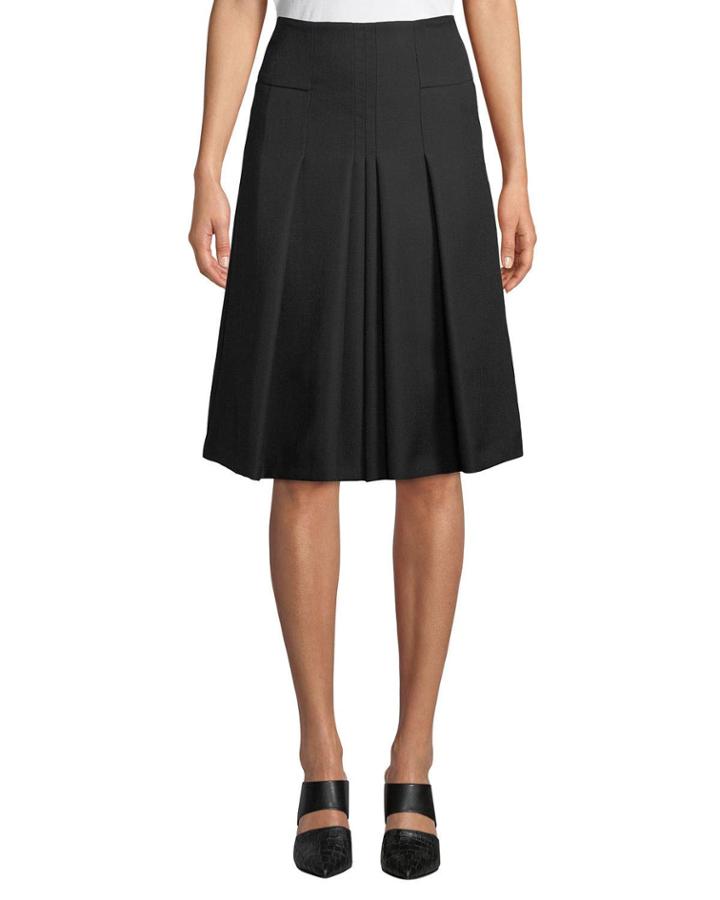 Pleated Wool A-line