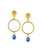 22k Gold Captiva Circle Sapphire Drop Earrings