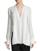 Long-sleeve Pintuck Tunic, Ivory