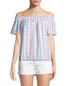 Abilla Off-the-shoulder Plaid Top