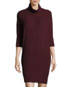 Knit Mock-neck Cozy Dress, Burgundy
