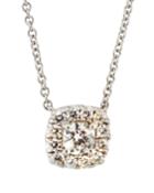 14k White Gold Round Diamond Pendant Necklace,