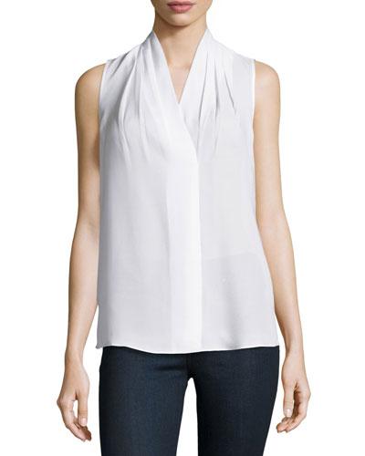 Mikayla Sleeveless V-neck Blouse, White