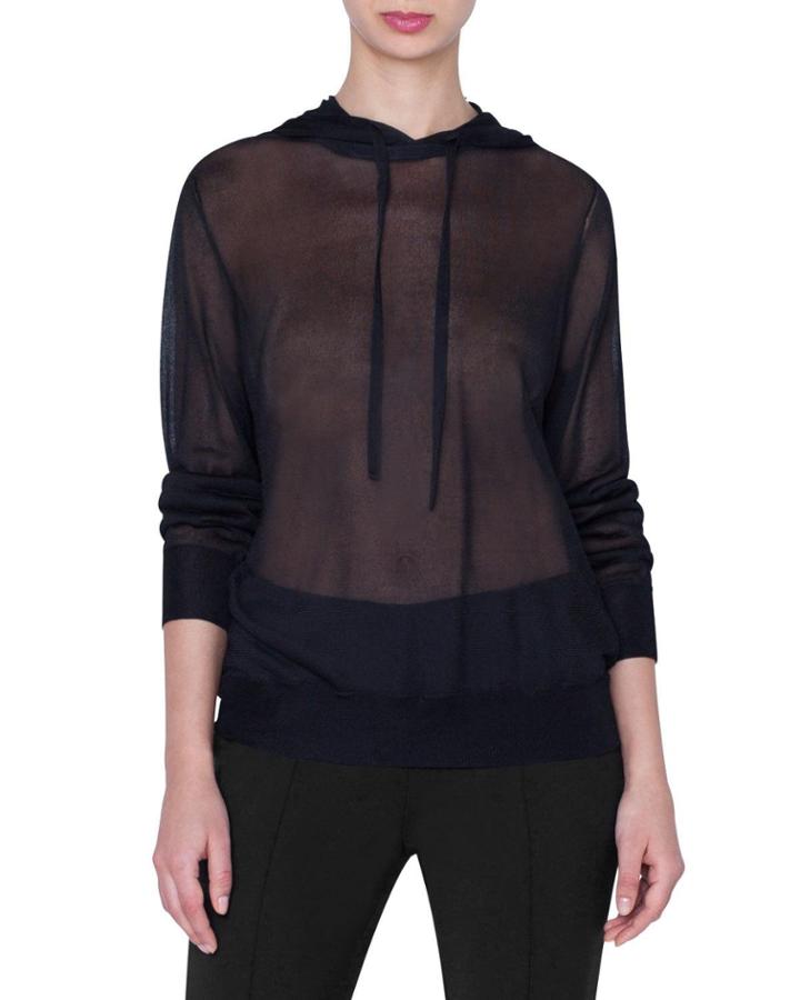 Silk Crepe Hooded Top