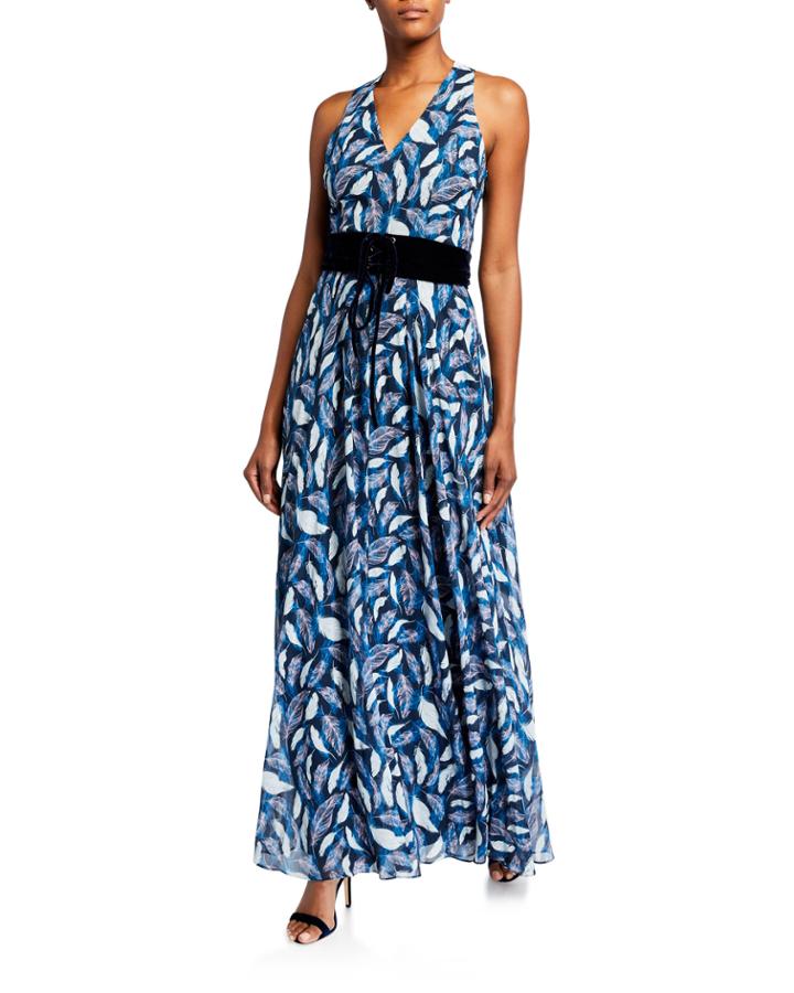 Printed A-line Dress With Removable Corset Belt