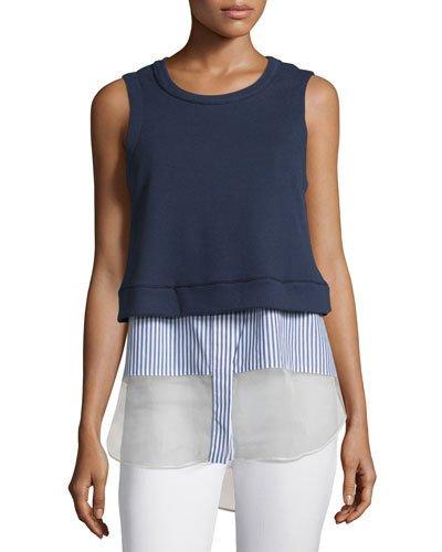 Layered Striped Tank, Midnight/stripe/organdy