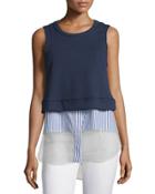 Layered Striped Tank, Midnight/stripe/organdy
