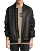 Rudyard Leather Bomber Jacket, Black