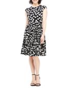 Bouncing Dot Cap-sleeve Pleated Dress