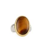 Galapagos Oval Stone Ring In Tiger's Eye,