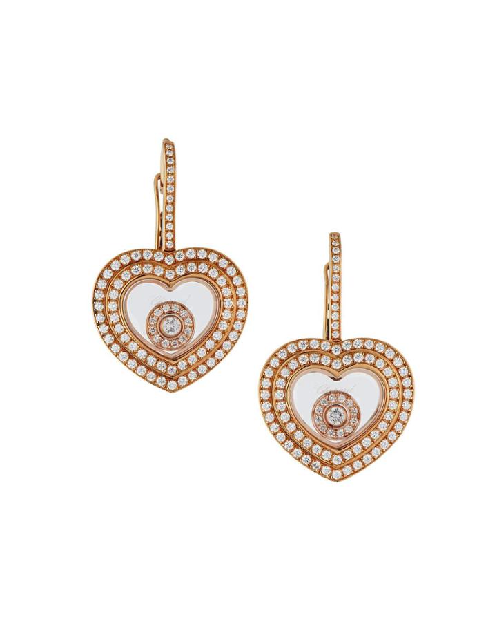 Happy Diamonds 18k Rose Gold Diamond Heart Earrings