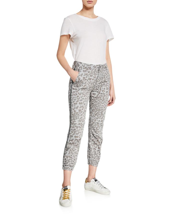 Leopard-print Cropped Jogger Pants