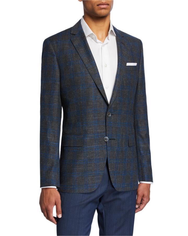 Men's Plaid Slim-fit Two-button Jacket