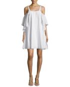 Flowy Short-sleeve Cold-shoulder Trapeze Dress,