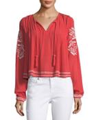 Rose Long-sleeve Embroidered Top